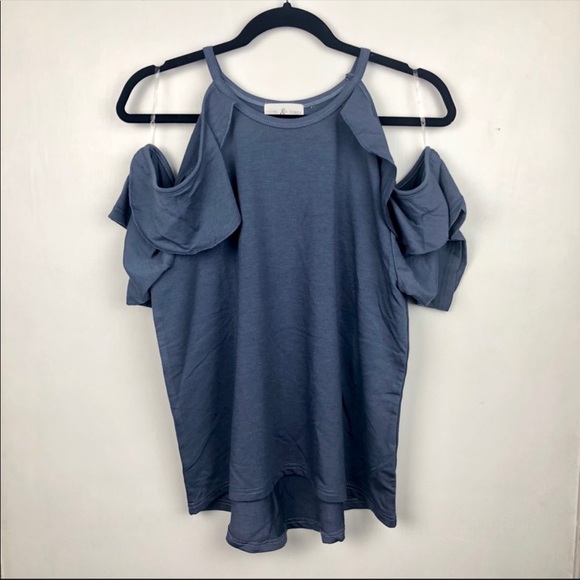 Thyme and Honey Cold Shoulder Ruffle Top - Picture 2 of 7